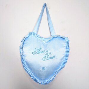 Sabrina Carpenter Light Blue Heart Shaped Short N Sweet Embroidered Ruffle Bag